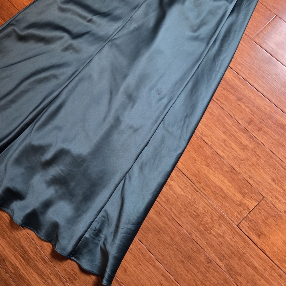 Elegant Forest Green Jewel Toned Satin Strapless Chateau Dress XS - Picture 8 of 16